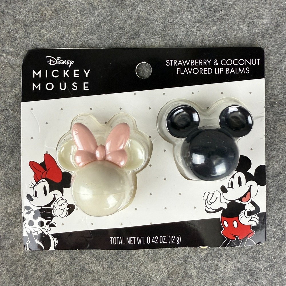 Disney Mickey & Minnie Mouse - Strawberry & Coconut Flavored Lip Balms - NIB